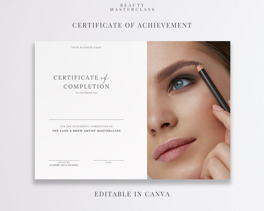 Editable Beauty Course Certificate | Canva Template