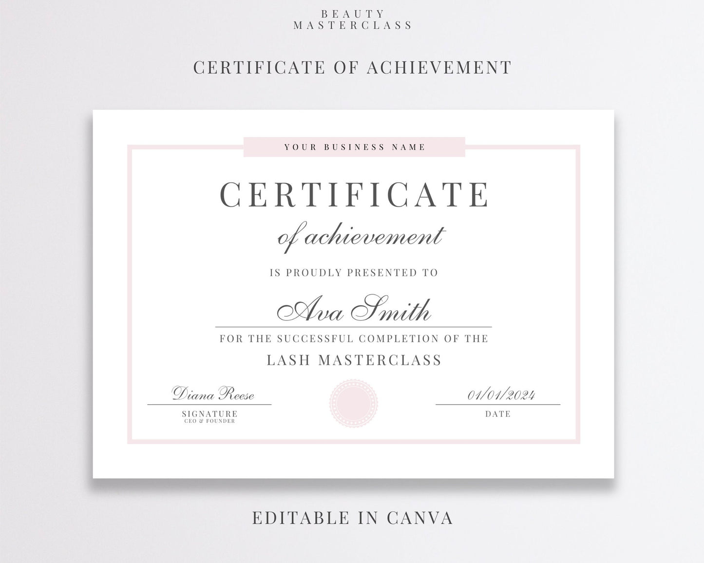 Editable Beauty Course Certificate | Canva Template