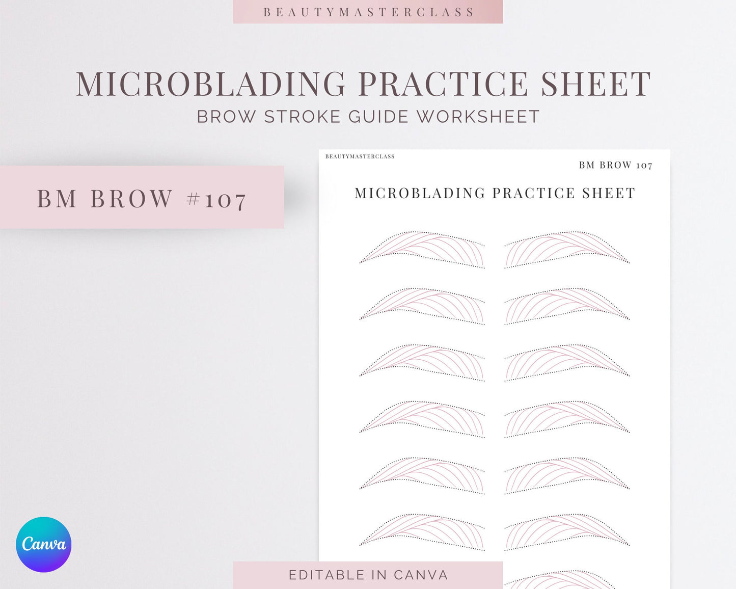 BMBrow#107 Microblading Practice Worksheet | Editable SPMU Brow Training