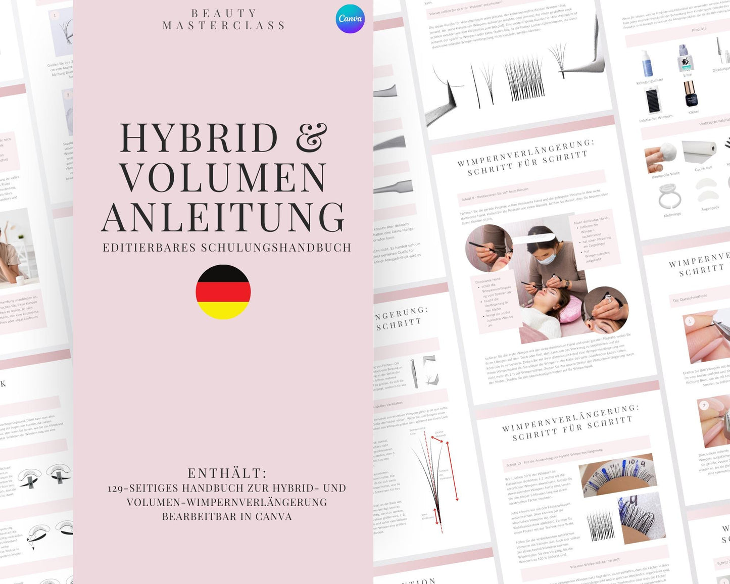 German Hybrid and Volume Lash Extension Editable Training Manual