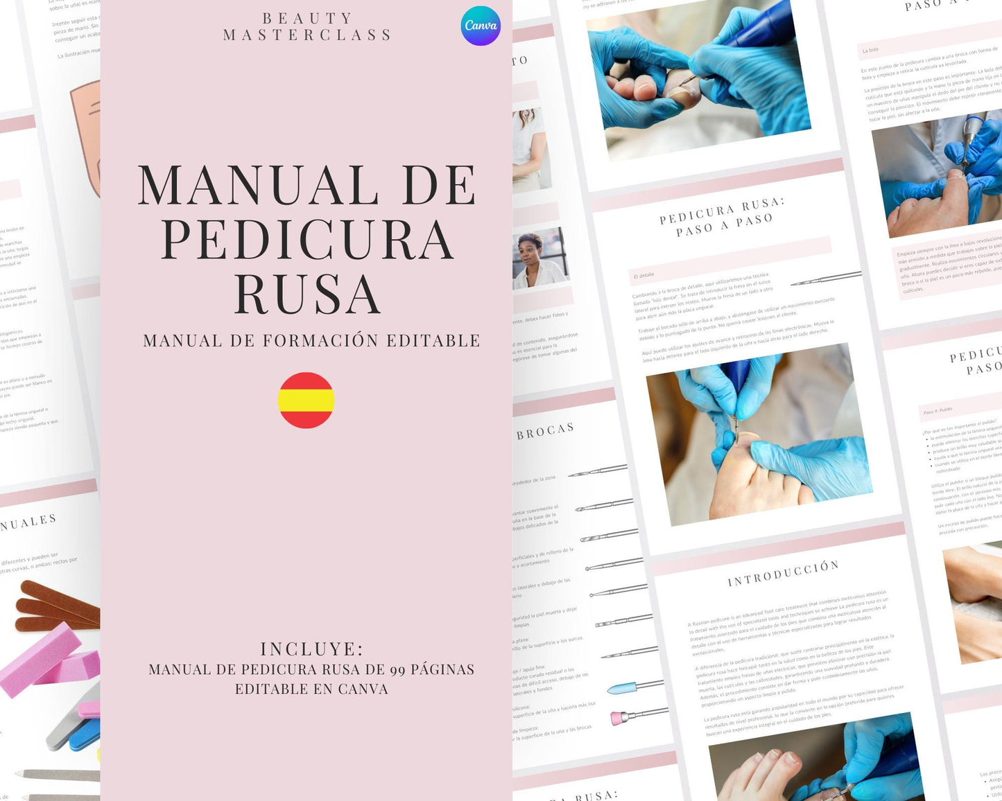 Spanish Russian Pedicure Editable Training Manual