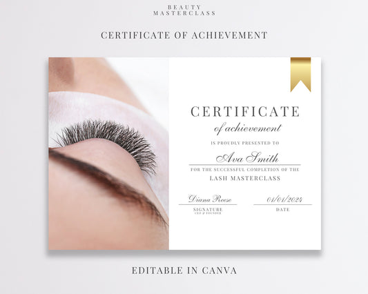 Editable Beauty Course Certificate | Canva Template