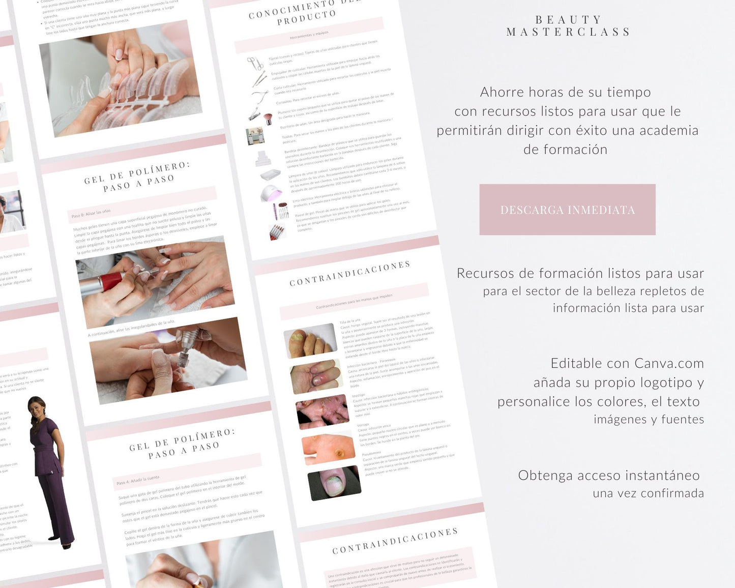 Spanish Polymer Gel Nail Extensions Editable Training Manual