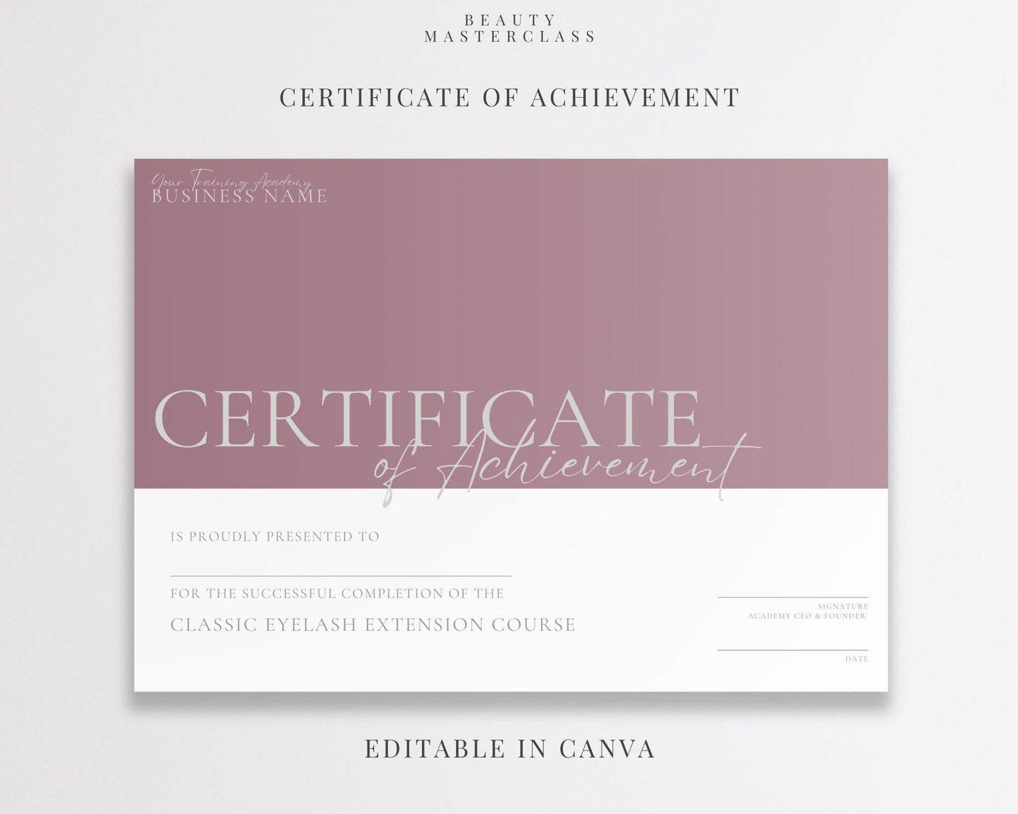 Editable Beauty Course Certificate | Canva Template