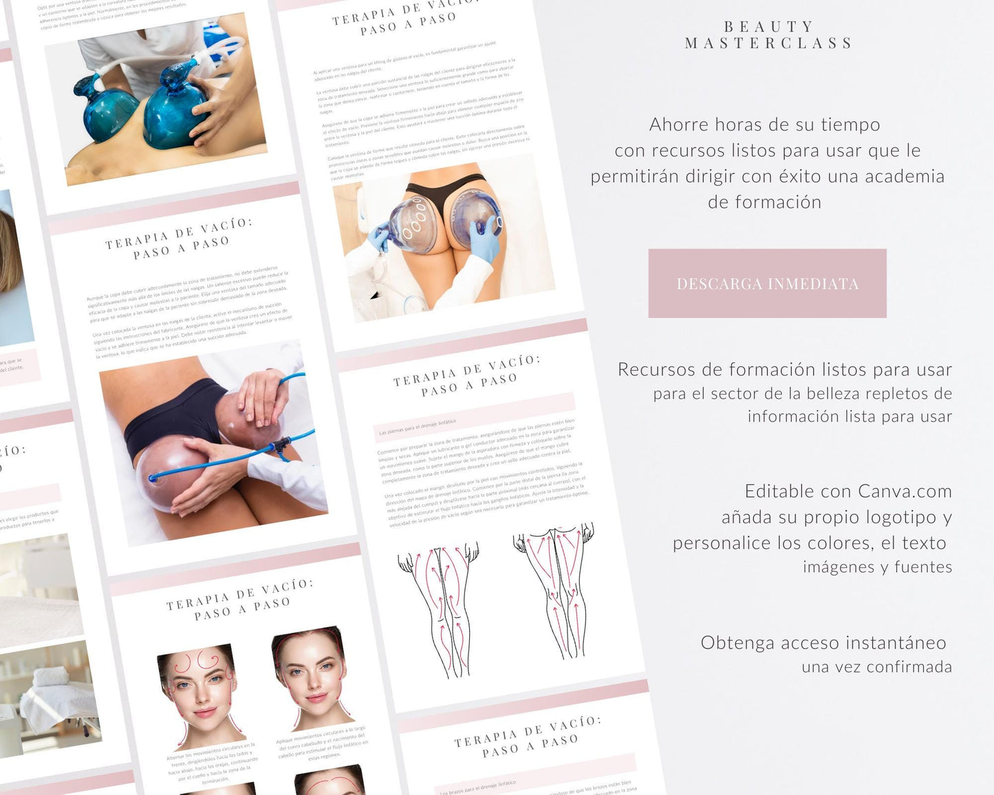 Spanish Vacuum Therapy Buttock, Breast Lift and Lymphatic Drainage Editable Training Manual