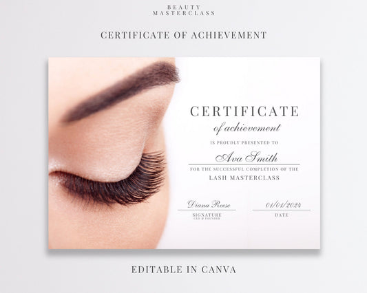 Editable Beauty Course Certificate | Canva Template