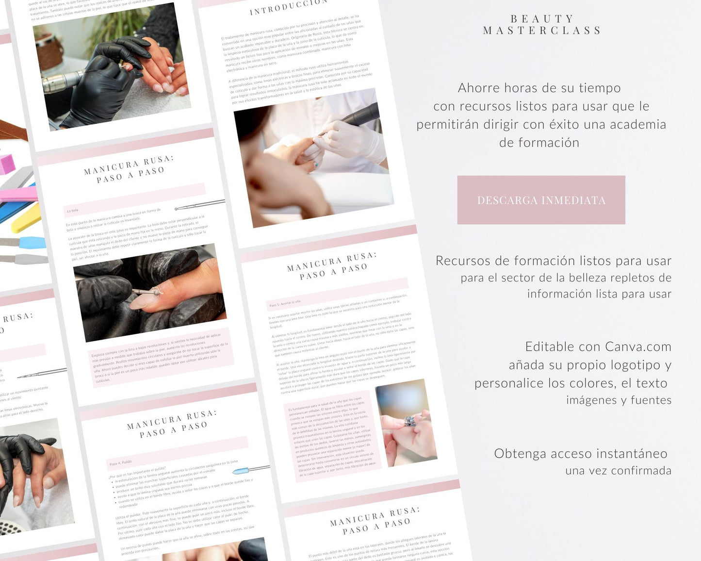 Spanish Russian Manicure Editable Training Manual