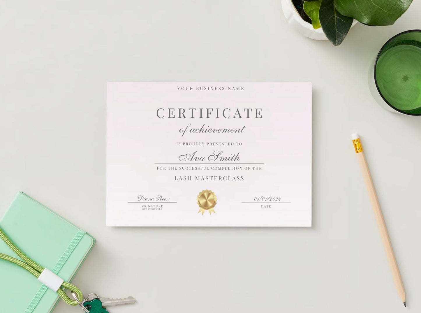 Editable Beauty Course Certificate | Canva Template