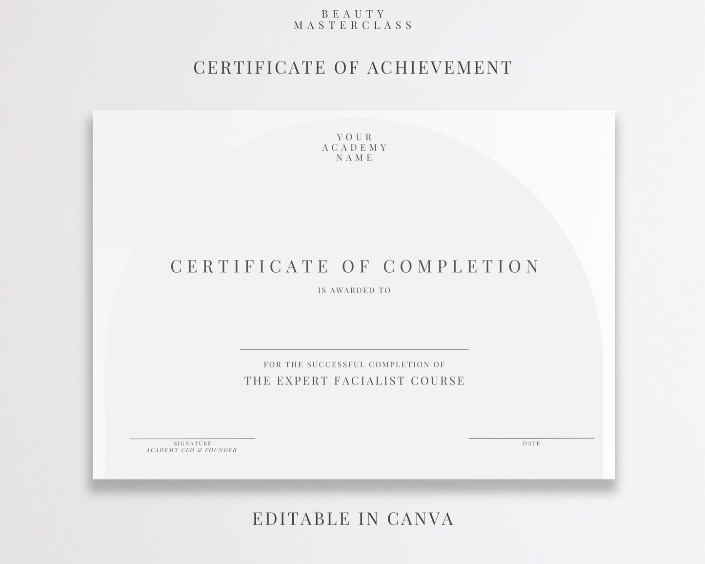Editable Beauty Course Certificate | Canva Template