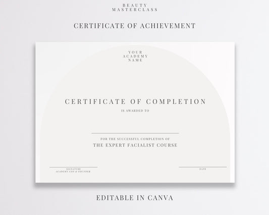 Editable Beauty Course Certificate | Canva Template