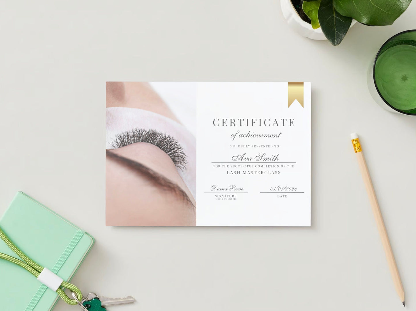 Editable Beauty Course Certificate | Canva Template