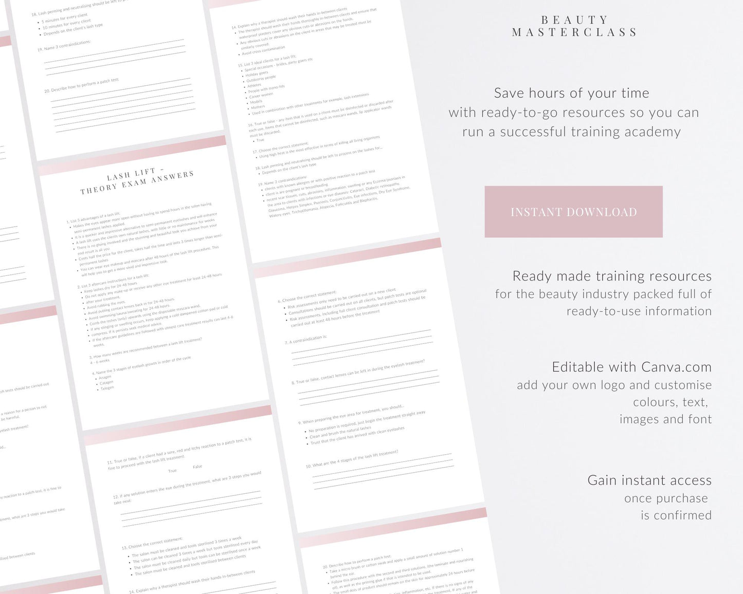 Eyelash Lift and Tint Editable Theory Exam