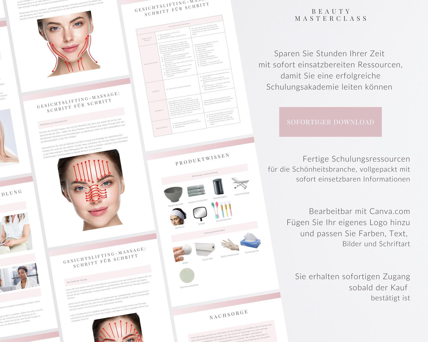 German Face Lift Massage Editable Training Manual