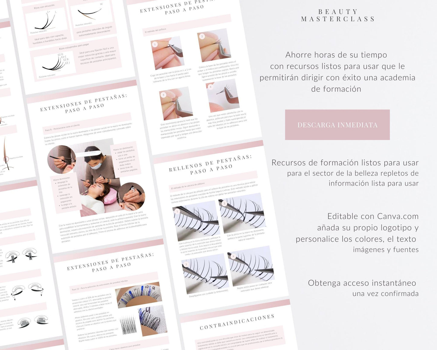 Spanish Classic Hybrid and Volume Lash Extension Editable Training Manual