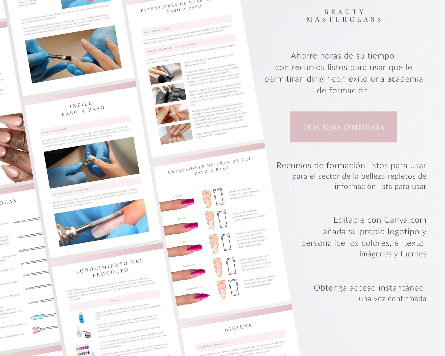Spanish Gel Nail Extensions Editable Training Manual