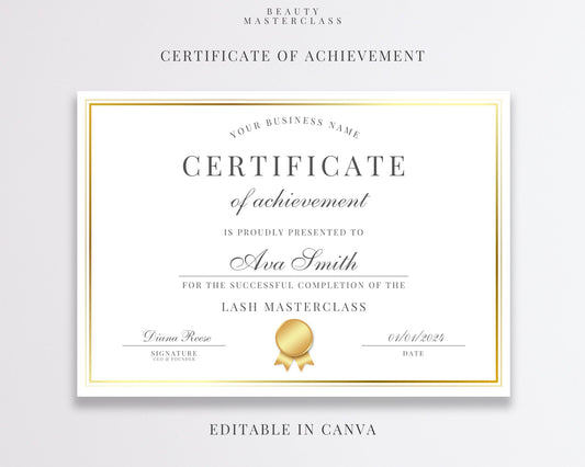 Editable Beauty Course Certificate | Canva Template